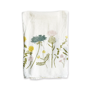 Folded June and December Affirmations Towel. Pastel wildflowers print