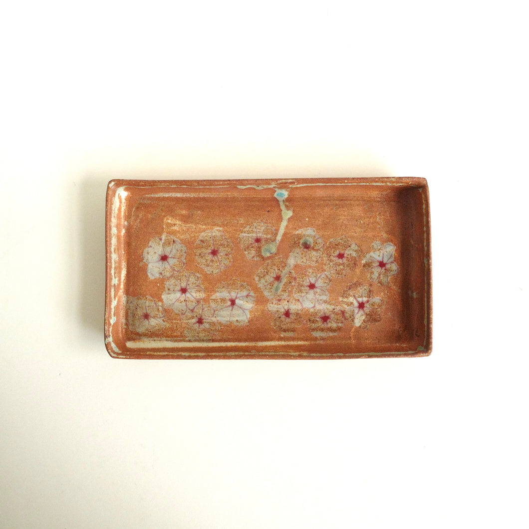 Spako Clay medium Rectangular Tray, red flower design