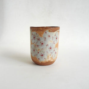 Spako Clay Wide Tumbler red line drawing, gold spodumene