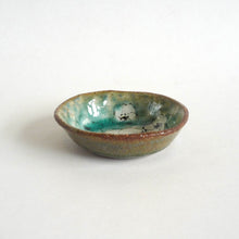 Spako catchall black line floral, turquoise glaze