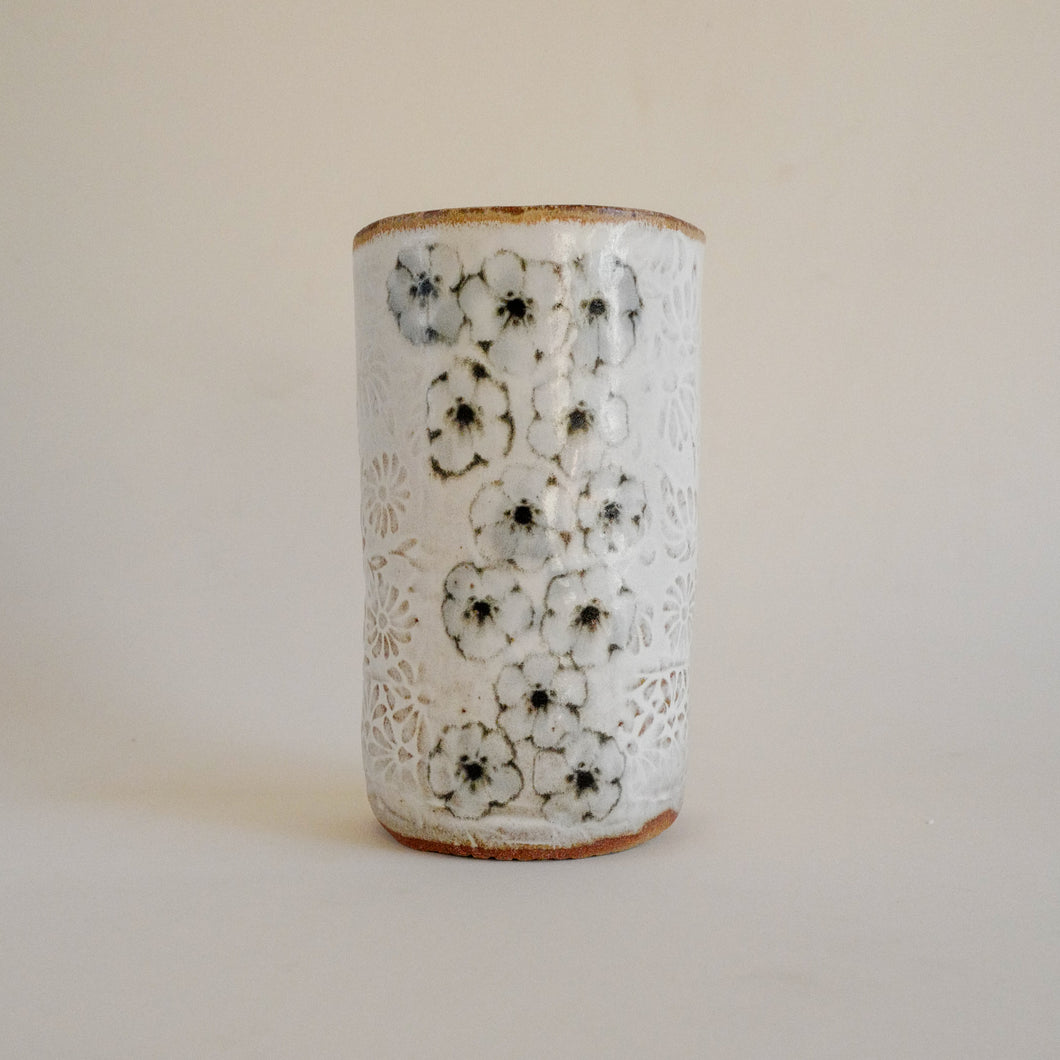 Spako Clay vase multi flower pattern and floral texture