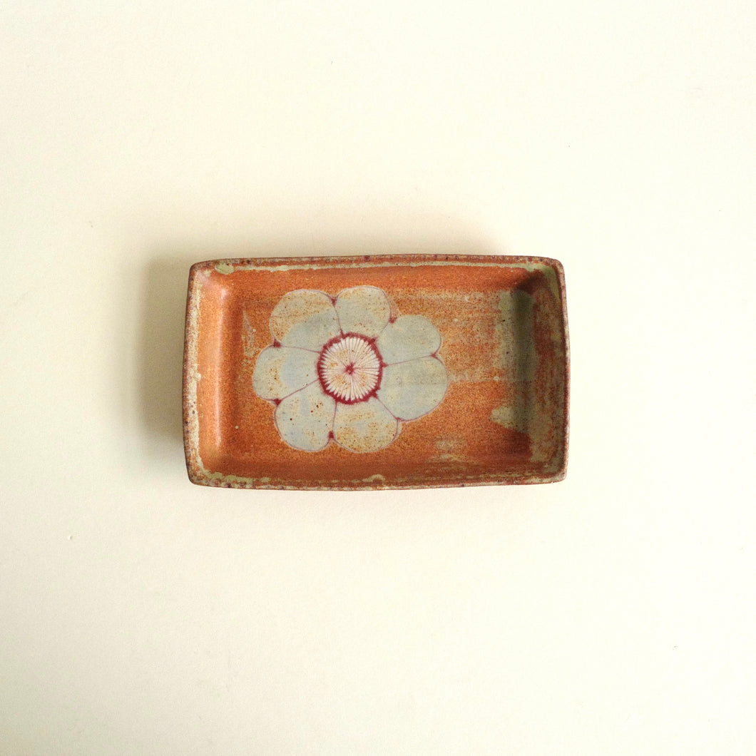 Spako Clay Small Rectangular Tray, red flower design