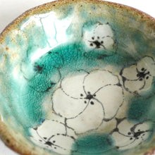 Spako catchall black line floral, turquoise glaze