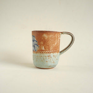 Spako Clay Mug, blue flower design