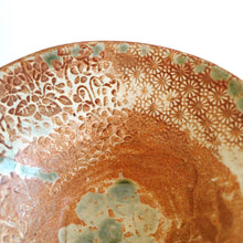 Close-up of a ceramic plate with intricate patterns on a white background