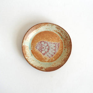 Spako Clay 6" plate red bird line drawing