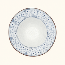 Ceramic plate with floral pattern on a white background
