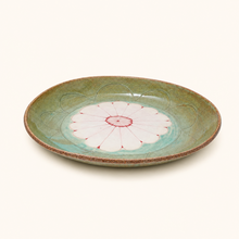 Ceramic plate with decorative design on a white background