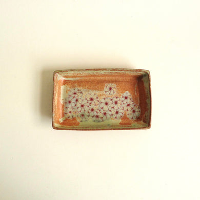 Spako Clay Small Rectangular Tray, red flower design