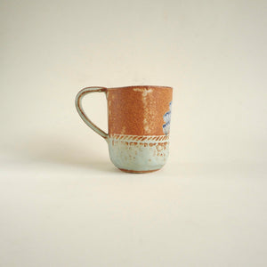 Spako Clay Mug, blue flower design