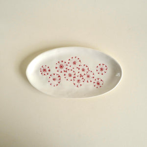 Spako Clay medium porcelain tray, red flower design