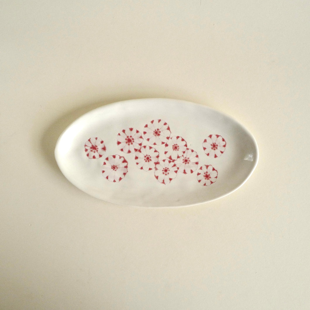 Spako Clay medium porcelain tray, red flower design