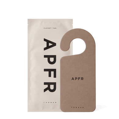 APFR closet tag on a white background