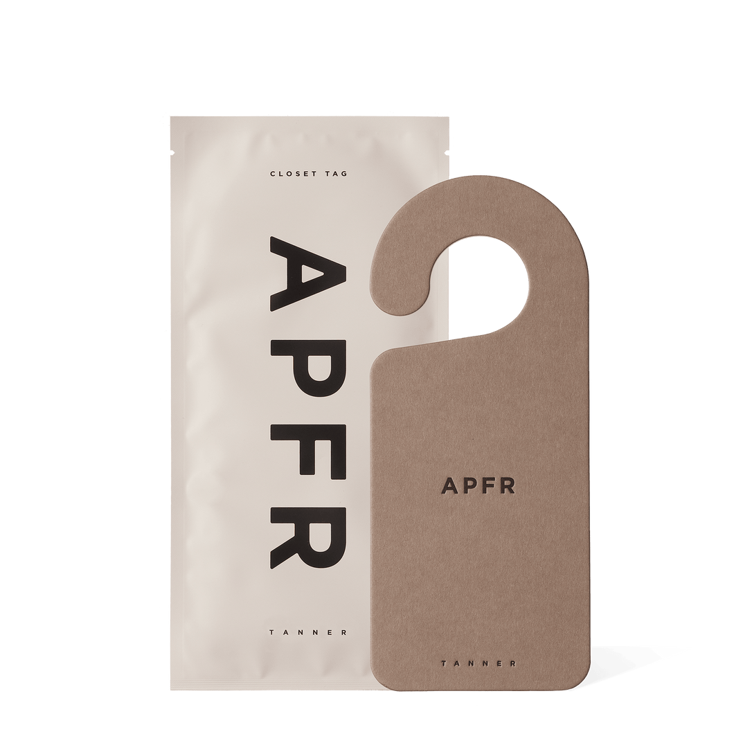 APFR closet tag on a white background