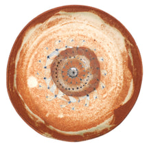 Round ceramic plate with concentric circle pattern on a white background