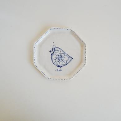 Spako Clay Porcelain octagon bird plate