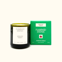 Flamingo Estate Heirloom Tomato scented candle with packaging on a white background