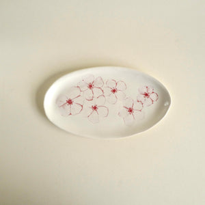 Spako Clay medium porcelain tray, red flower design