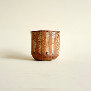 Spako Clay Wide Tumbler No.8 - blue design in gold spodumene with texture 
