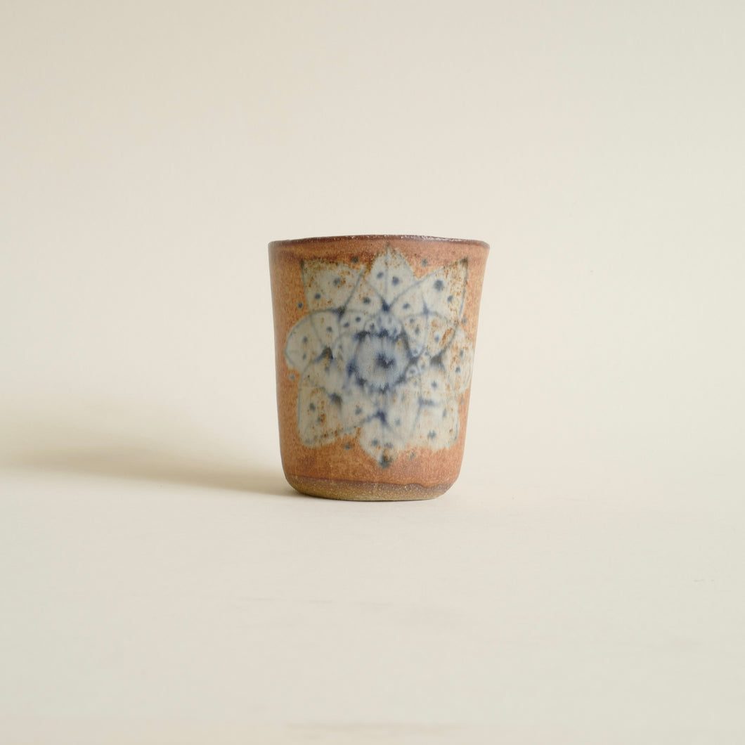 Spako Clay Demi-Tasse Cup No. 2 kaleidoscope blue design gold spodumene