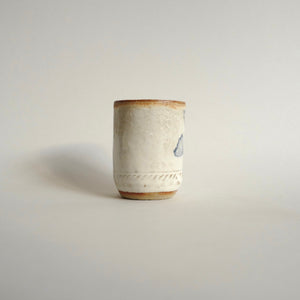 Spako Clay Wine/tea cup Wildflowers on white glaze