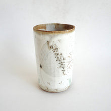 Spako Clay Tall Vase black wildflower drawing on white glaze
