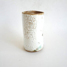 Spako Clay Tall Vase floral embossing, white glaze