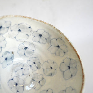 Spako Clay Cappuccino Mug blue floral drawing, white glaze