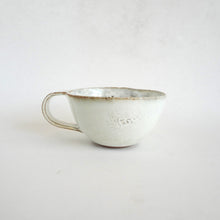Spako Clay Cappuccino Mug black floral drawing, white glaze