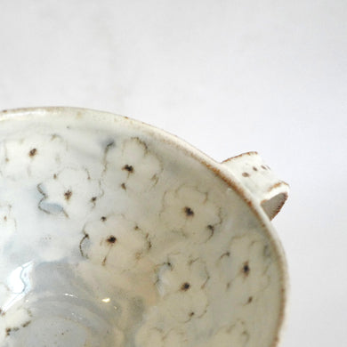 Spako Clay Cappuccino Mug black  floral drawing, white glaze