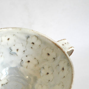 Spako Clay Cappuccino Mug black  floral drawing, white glaze