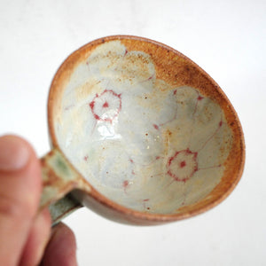 Spako Clay Cappuccino mug Red with gold spodumene