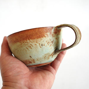 Spako Clay Cappuccino mug Red and emboss with gold spodumene