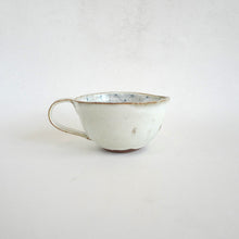 Spako Clay Cappuccino Mug blue geometric drawing, white glaze
