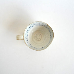 Spako Clay Cappuccino Mug blue geometric drawing, white glaze