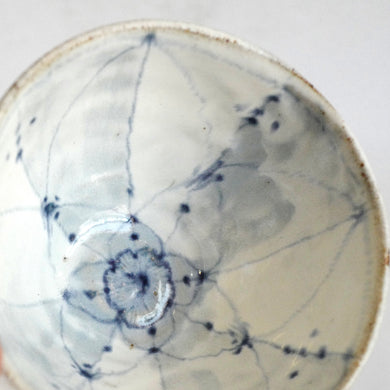 Spako Clay Cappuccino Mug blue radio floral drawing, white glaze