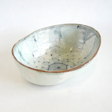 Spako Clay oval serving bowl blue with white glaze