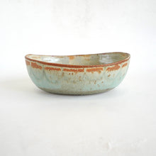 Spako Clay oval serving bowl Red with gold spodumene