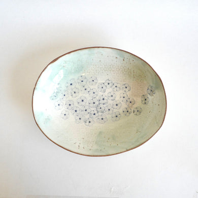Spako Clay oval platter blue with white glaze