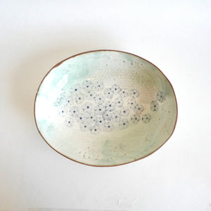 Spako Clay oval platter blue with white glaze