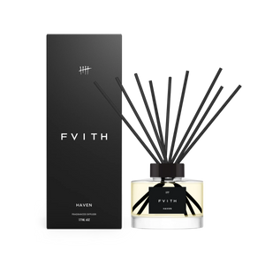 Fvith Haven Diffuser with reeds and box packaging