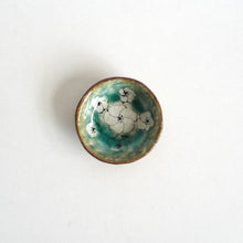 Spako catchall black line floral, turquoise glaze