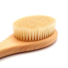 Wooden brush with bristles on a white background