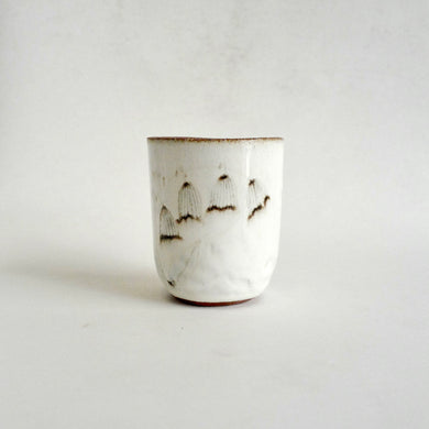 Spako Clay Wide Tumbler wildflower drawing, white glaze 