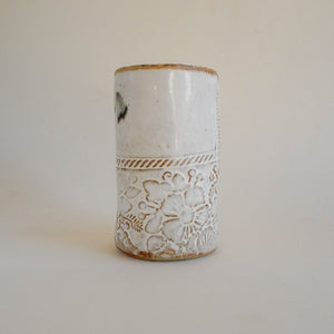 Spako Clay vase flower stem and floral texture pattern