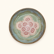Ceramic plate with floral design on a white background