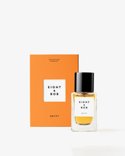 Perfume bottle and packaging with 'Eight & Bob' branding on a white background