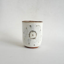 Spako Clay Wide Tumbler wildflower drawing, white glaze 