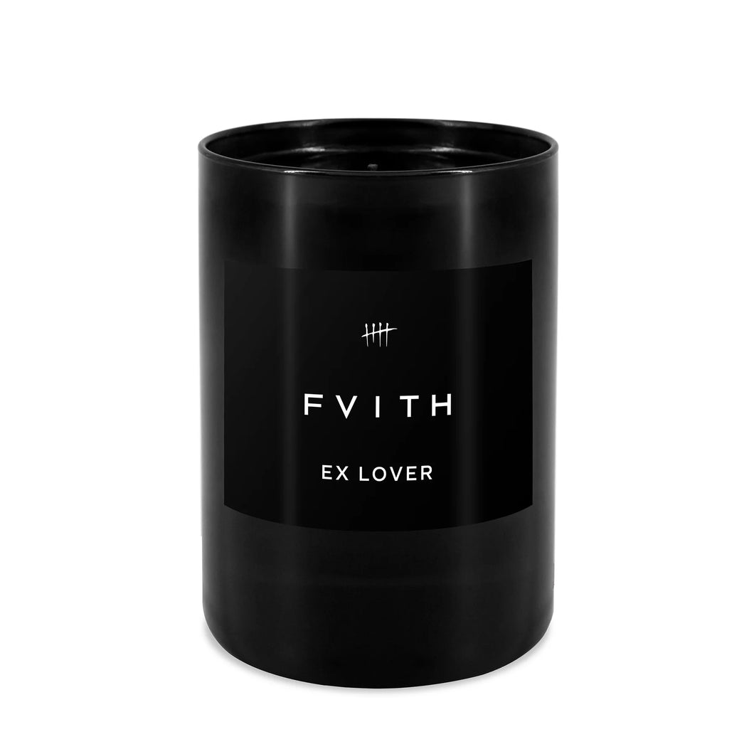 Ex Lover Fragrance Candle in black glass cylinder container