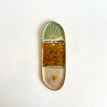 Snack Tray Jade/amber/cream glaze with gold luster drawing